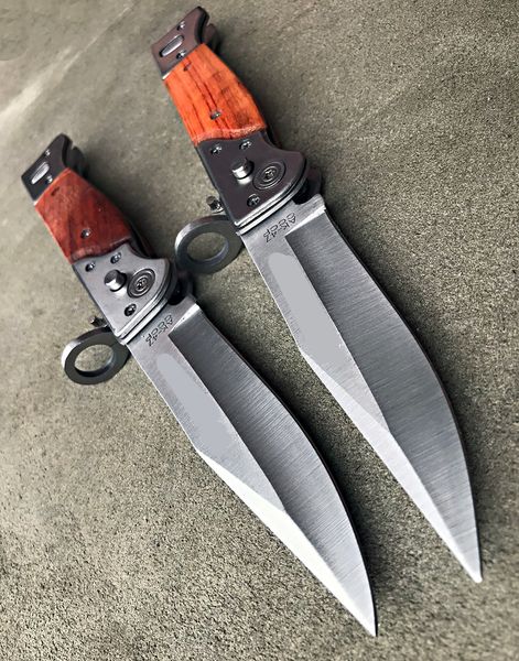 Wholesale latest SFAK47 sword blade wood handle camping automatic knife tactical cutting tool with scabbard