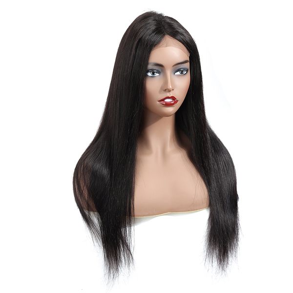 

Gaga queen brazilian ilky traight lace front human hair wig unproce ed 4x4 brazilian lace wig traight human hair wig, Black;brown