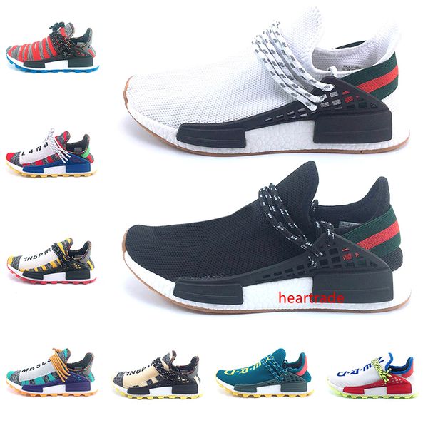 

designer human race trail solar afro pack running shoes men women nerd pharrell williams hu solarhu black white sport sneaker size 5-12