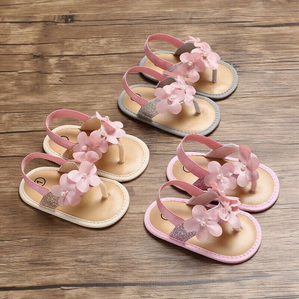 

summer newborn baby girl sandals flower pears soft sole baby shoes prewalker summer princess sandals for girls, Black;red