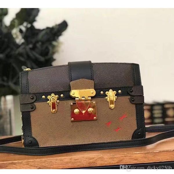 

2019 Wholesale Designer Box Original petite malle Handbags Evening Bags Leather Fashion Box Clutch Brick Messenger Shoulder Bag 43596
