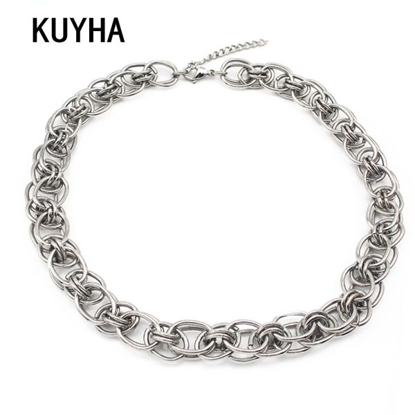

hip- men necklace big choker necklace jewellery accessories retro punk style stainless steel silver/gold bib