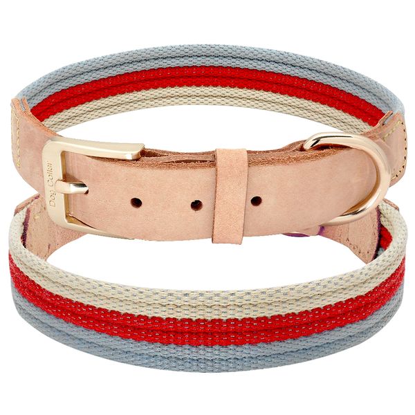 

genuine leather dog collars polyester fabric webbing pet collar for small medium large dogs pitbull french bulldog pet product