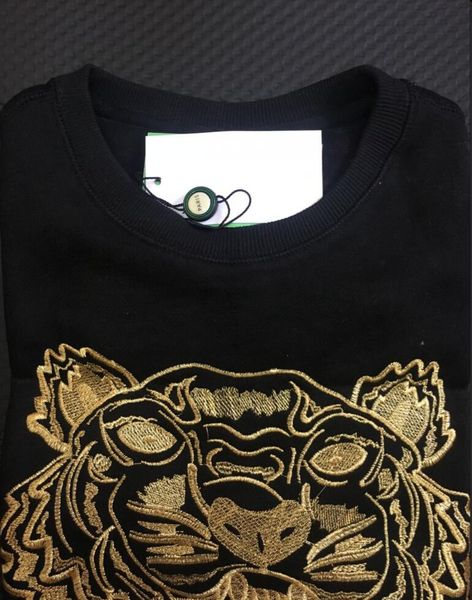 

вышивка тигр глава свитер мужчина женщина высокого качества с длинным рукавом о-образным вырезом пуловеры толстовки кофты перемычка лучшее к, Black