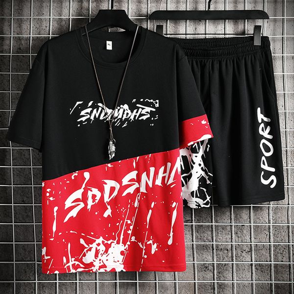 

2020 мужчины trend с коротким рукавом + короткие штаны двухсекционный костюм для мужчин досуг мода лето хип-хоп tracksuit мужской фитнес наб, Gray