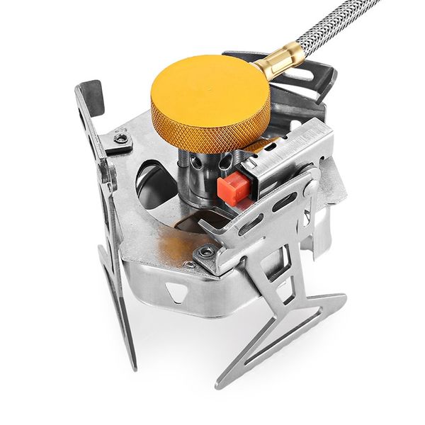 

outdoor mini gas stove camping folding windproof split stove portable gas burner stainless steel triple-cornered bracket for hik