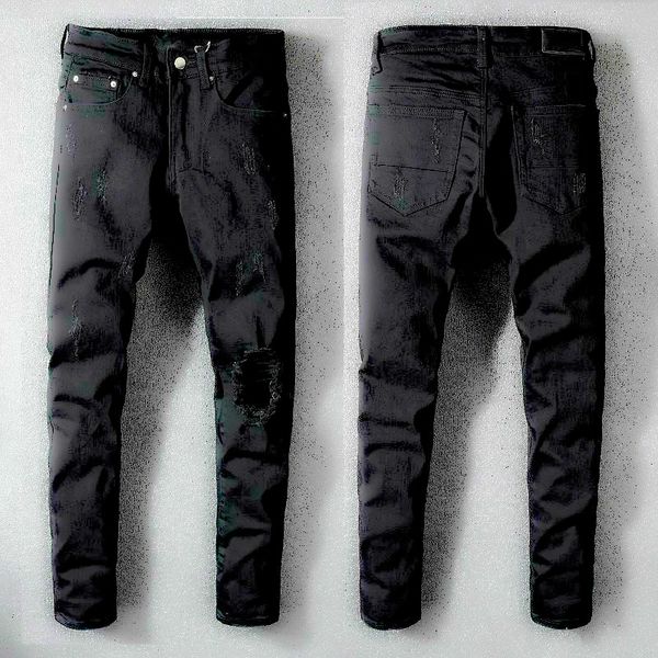 

mens amiri jeans для мужчин рваные отверстия джинсы мотоцикл байкер джинсовые брюки arn19 мужчины хип-хоп мужские черные джинсы длинные брюк, Blue