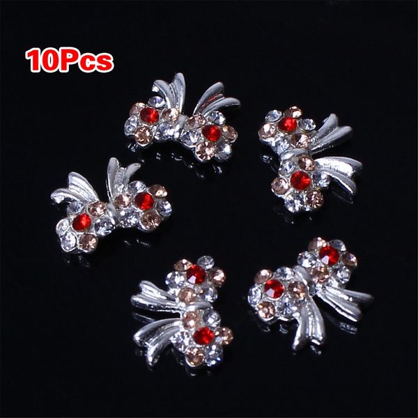 

10pcs special charming 3d nail art designs nail art bow tie alloy rhinestones diy decoration, Black