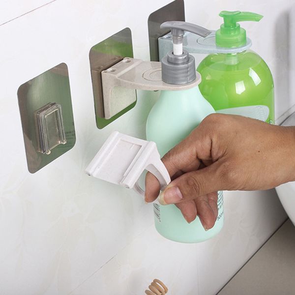 

bathroom accessories wall mounted plastic shampoo bottle shelf shower gel rack liquid soap holder self adhesive shelves hanger
