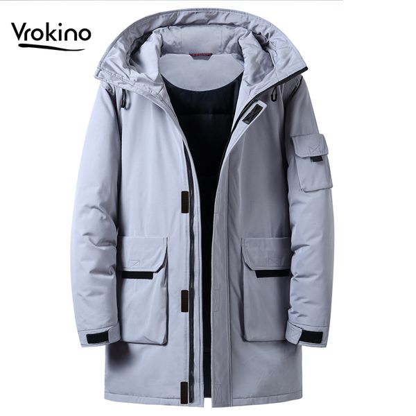 

new in 2019 winter men'swhite duck dow hooded down jacket fashion classic style warm medium and long section down jacket, Black