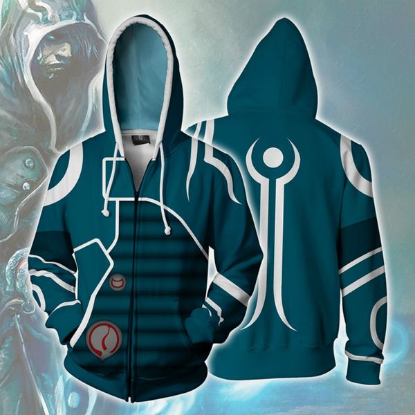 

2019 new japan anime sweatshirts jace beleren cosplay costume autumn men anime 3d printing zipper jacket hooded sweatshirts, Black