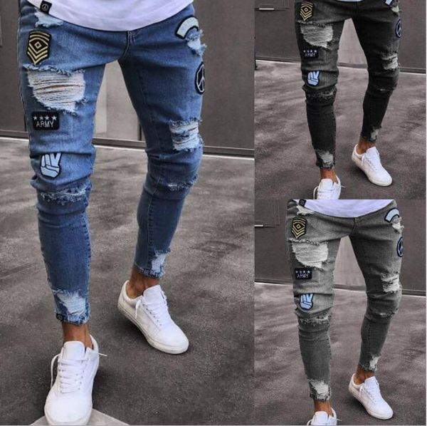 Compre 2019 Hombres Con Estilo Pantalones Rotos Jeans Biker