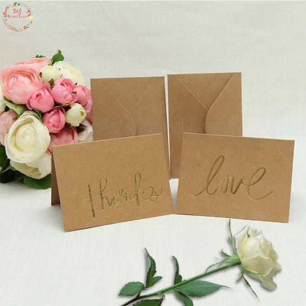 

100pcs love thanks invitation card wedding favor bridal shower thank you card invitations place wedding party with envelope