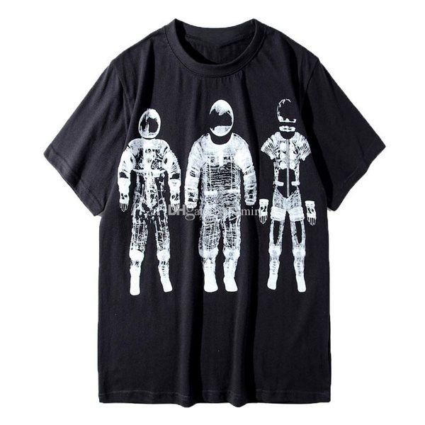 

fashion brand mens designer t shirt men women designer stronaut print short sleeves mens hip hop tees m-xl, White;black