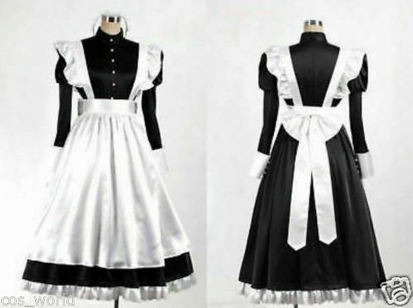 

black lagoon roberta cosplay costume maid dress lolita, Black;red