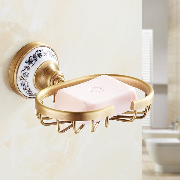 

gold brass soap dish holder draining cup waterproof skid durable bathroom shower toilet soap holder soap dish wall mounted