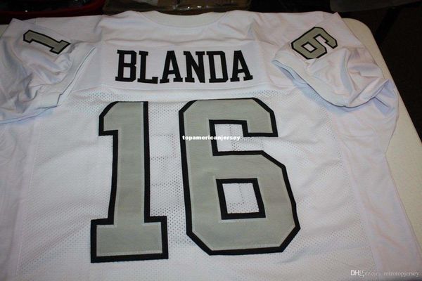 

retro george blanda #16 custom style mitchell & ness jersey white stitching men's football jerseys rugby, Black;blue