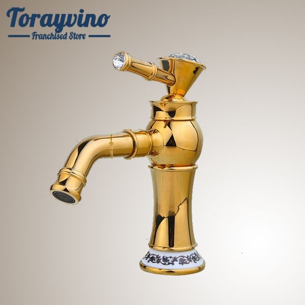 

torayvino new arrival bathroom basin faucet gold finished brass mixer tap torneiras para banheiro deck mounted faucets