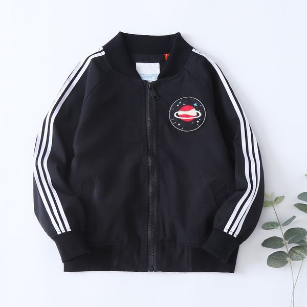 

children's coat autumn 2019 planet striped boys collar baseball jacket, Blue;gray
