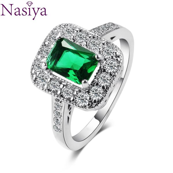 

new style emerald ring 925 sterling silver jewelry ring for women birthday anniversary party gift size 6,7,8,9,10 wholesale, Golden;silver
