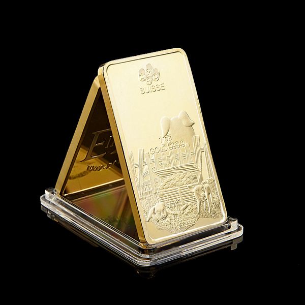 

Suisse Zodiac Pig 1oz Gold 999 Commemorative Gold Bar Year Pig New Year Gift Gold Plated Art Collection