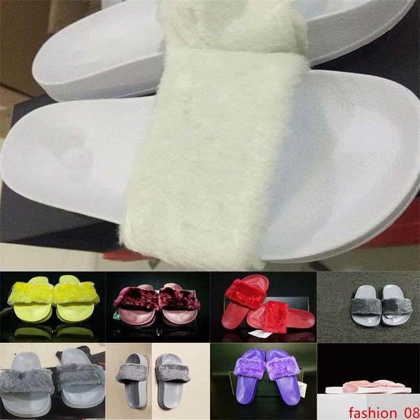 

brand new rihanna fenty leadcat fur slides - pink, black,white,red,grey slide indoor sandals womens slippers retail ing