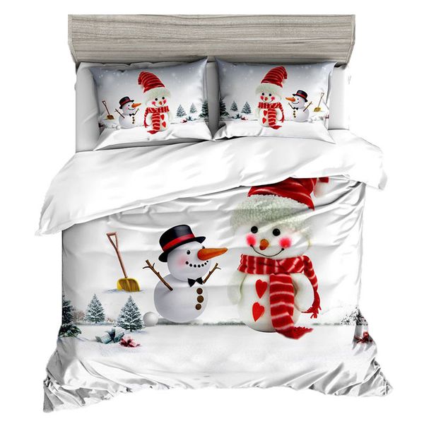 2020 White Bedding Christmas Gifts Two Snowmen Companionship Set