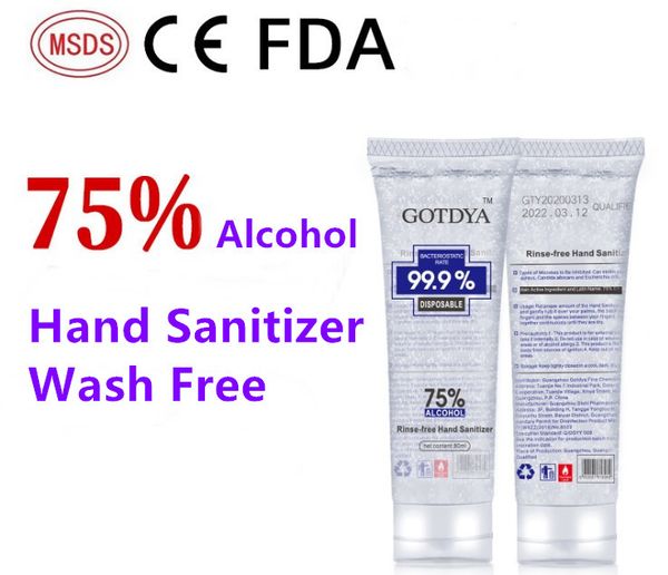 

80ml hand sanitizer gel 75% alcohol disposable no clean portable disinfectant hand sanitiser gel kills 99.99% bacteria ce & fda