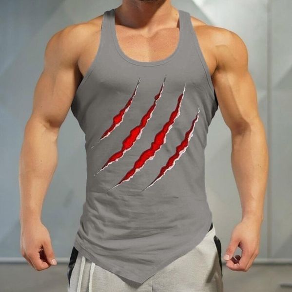 

new fashion mens tank with pattern 2020 summer sport bodybuilding slim gym clothes vests clothing casual men' underwear 3 colors, White;black