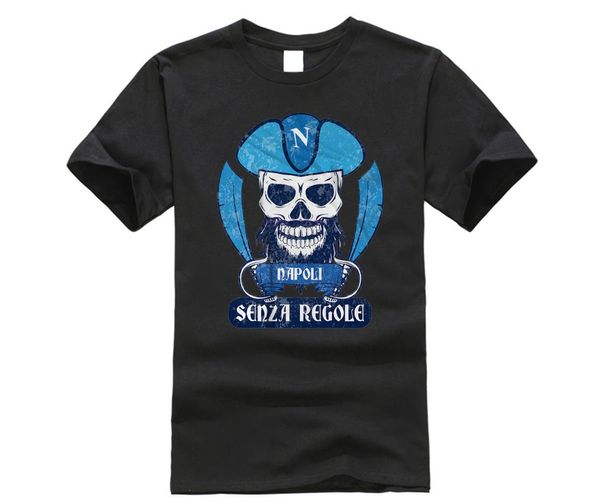 

2019 new fashion men t-shirt t-shirt football pirate fans napoli ultras without rules muscle men, White;black