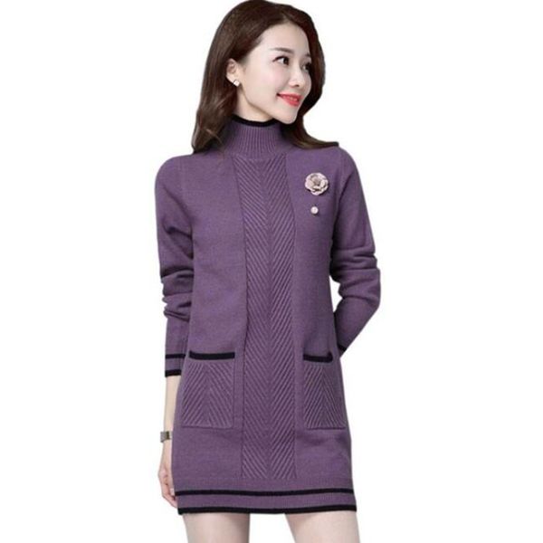 

women's sweaters cotton padded waistcoats jumper 2021 autumn winter half turtleneck sweater knit shirt mid-long female c118, White;black