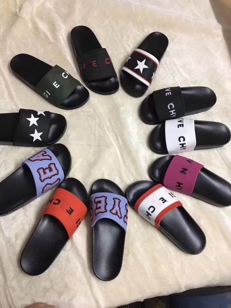 

2019 fashion slide sandals slippers leather rubber for men women with original box designer beach flip flops slipper quality, Black