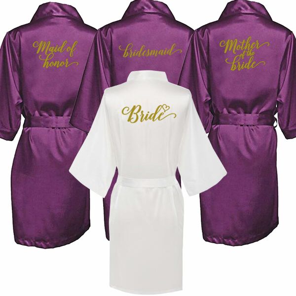 

new purple bathrobe bride satin robe women getting married bride hen party sisters sqaud mother wedding bridesmaid robes, Black;red