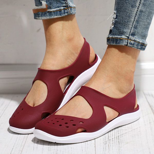 

summer women sandals soft flat slip on female casual jelly shoes girl sandals hollow out mesh flats beach footwear new, Black