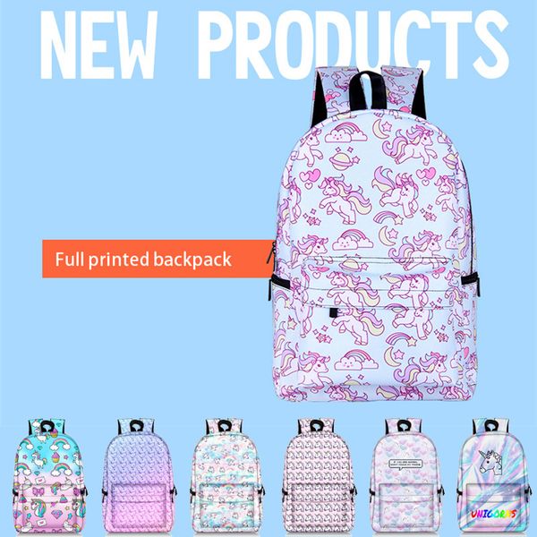 

unicorn backpack 6 designs unicorn full printed 48*28*14cm large capacity kids backpacks student schoolbags designer backpack ss324