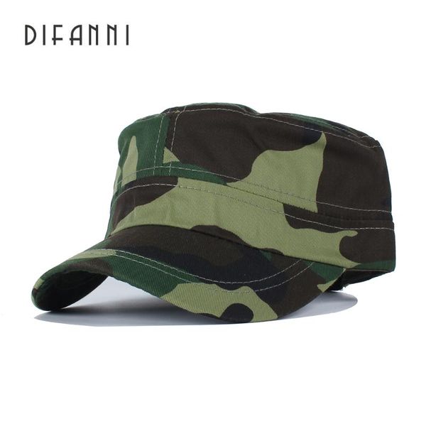 

difanni brand hats simple camouflague color spring men's flat cap cotton plain army hat copper buckle snapback, Blue;gray