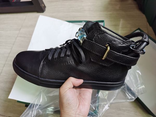 

new designer sneakers cowhide fashion men genuine leather comfortable casual flat shoes high shoes lock shoes 38-46, Black
