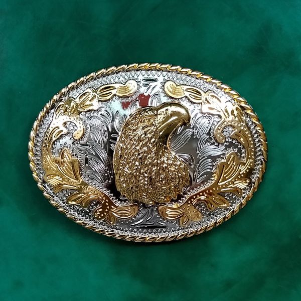 

1 pcs silver gold eagle head western cowboy belt buckle for men women 4cm jeans belt, Slivery;black