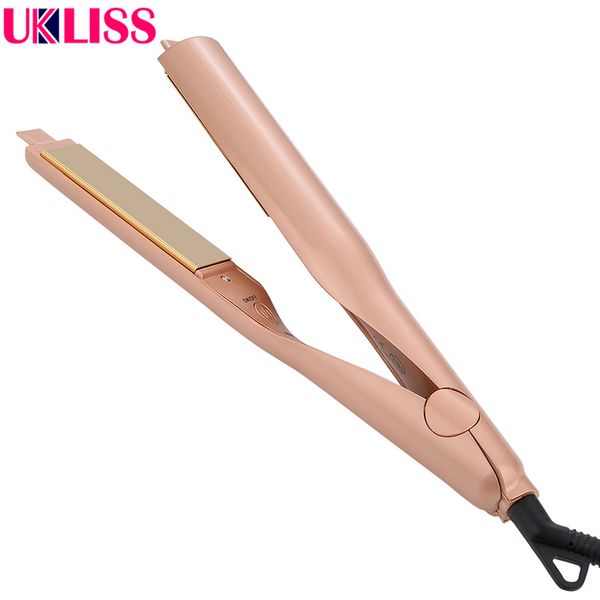 

ukliss ceramic tourmaline ionic flat iron hair straightener straightens & curls with adjustable temp for all hair types, Black
