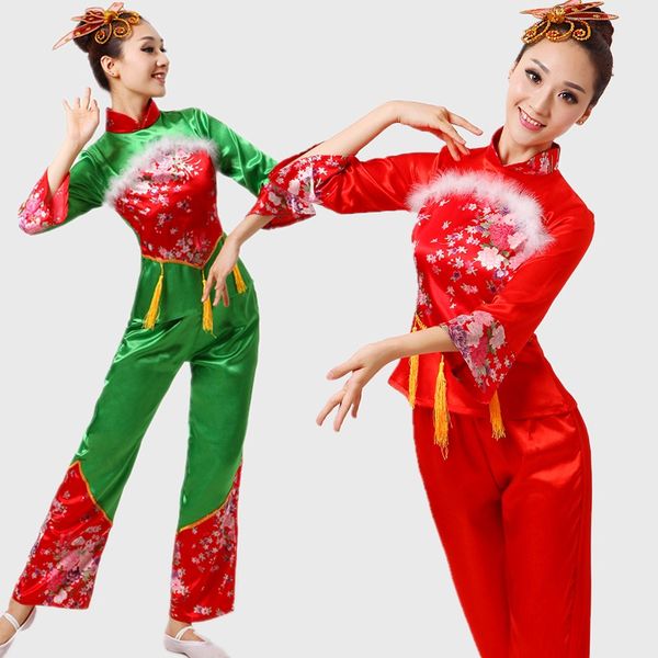 

ms. yangko costume performance clothing female square dance performance costume stage dance fan waist drum, Black;red