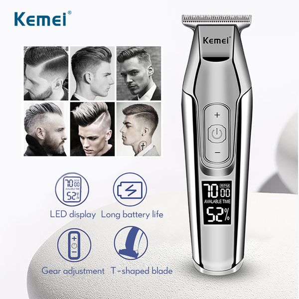 

kemei electric hair clipper lcd display 0mm men diy beard baldheaded trimmer km-5027 maquina de barbear hairclippersdesign ruxpo