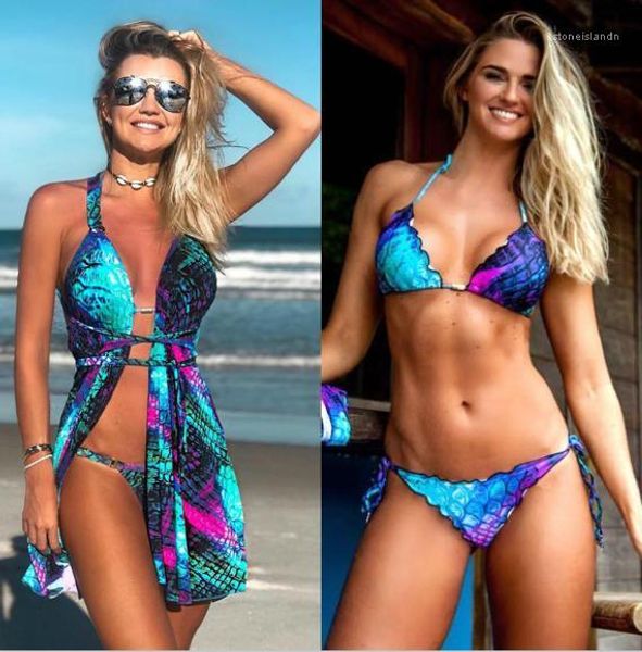 

mermaid 3pcs bikini with cloak women swimwear suit lady designer bathing clothes summer halter scale, White;black