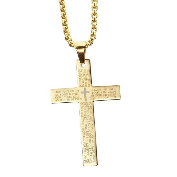 

christian bible prayer stainless steel pendant necklace for women men necklace, Silver
