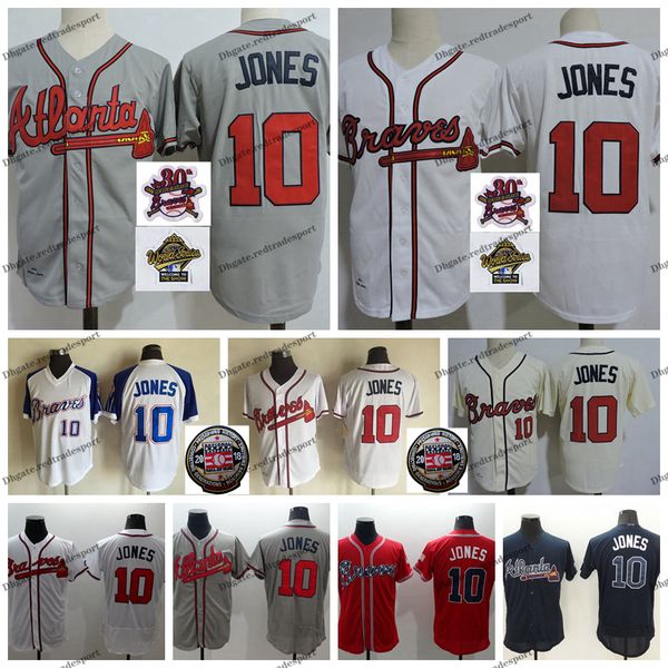 

Vintage 2018 hall of fame atlanta 10 chipper jone brave ba eball jer ey men white 1995 world erie jone titched hirt 30th patch