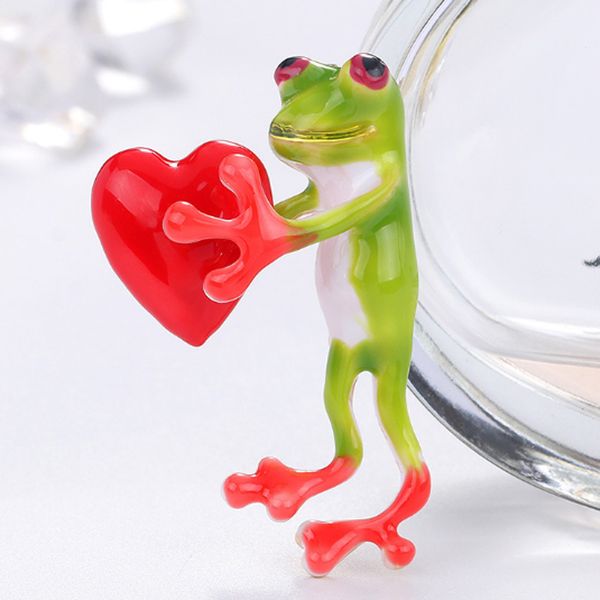 

zlxgirl jewelry green frog red enamel lovely heart cartoon brooches jewelry fashion women's cute animal hijab accessory broach, Gray