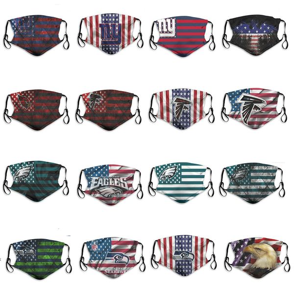 

2020 new 5 layer dust mask men and women boys rugby team seahawks eagles cardinals falcons giants fashion breathable repeatable face mask