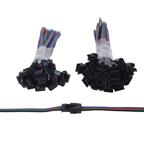 100 Paar 4-poliges JST-Stecker-Buchse-Verbindungskabel für WS2801 LPD8806 oder 3528 5050 RGB-Streifenlicht