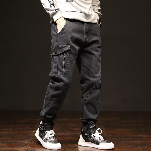 

plus size 28-42 men jeans brand loose casual denim pants men clothes 2019 side pocket design japan style jeans trousers sale, Blue