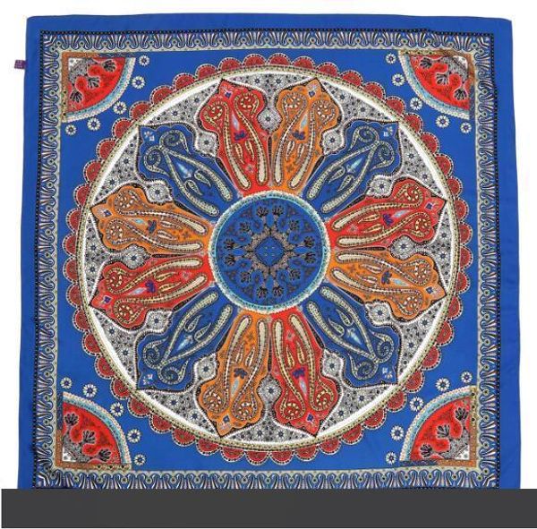 

новый стиль женщины шелковый летний геометрический принт шарф 110*110см d18102406, Blue;gray