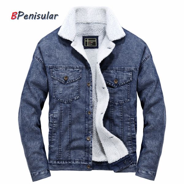 

sherpa jacket men 2019 winter casual plus size men denim jacket wool liner cowboy outerwear single breasted japanese streetwear, Black;brown